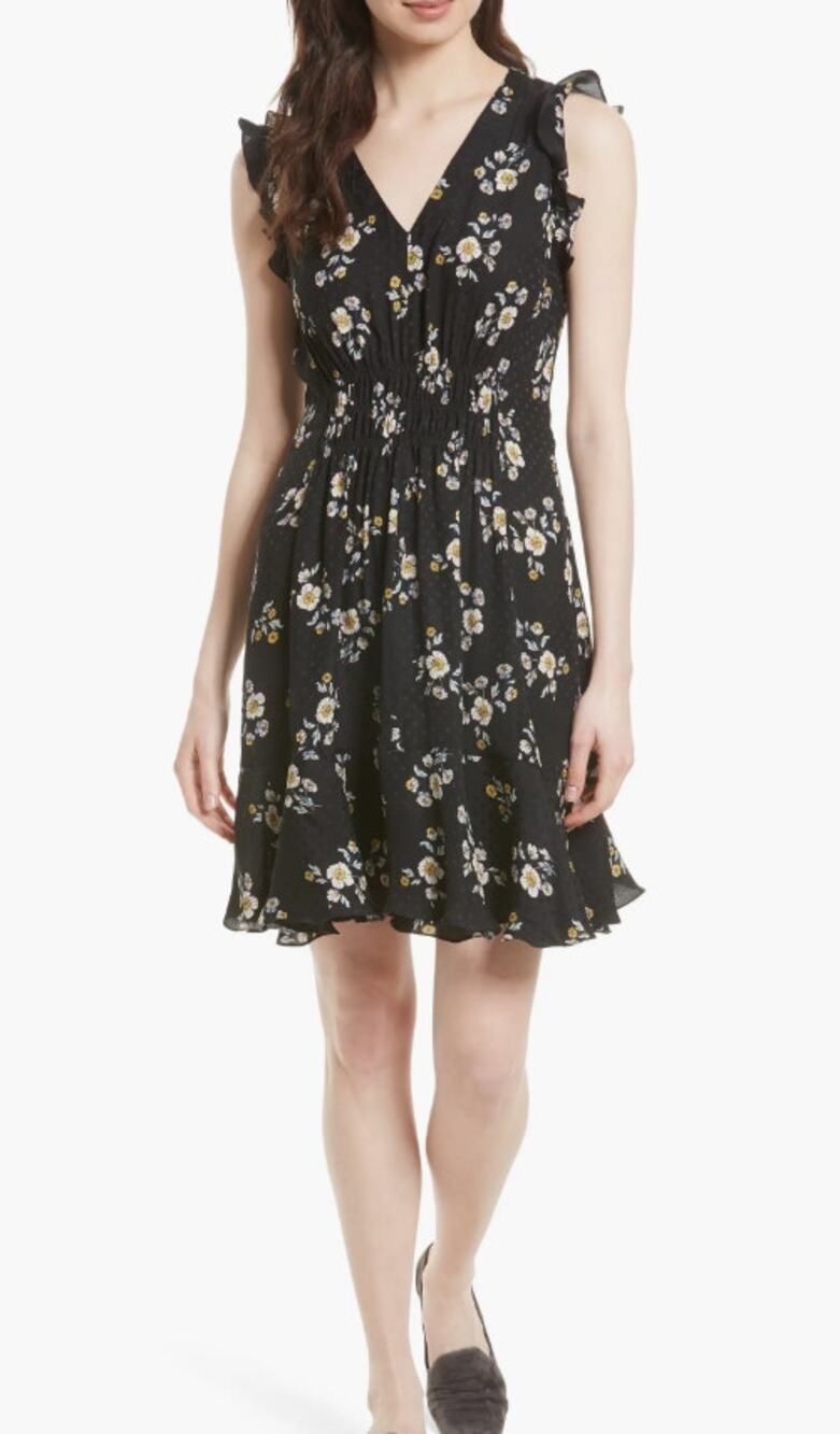 Rebecca Taylor Silk Kelsey Floral Satin Mini Sundress Black Size 10